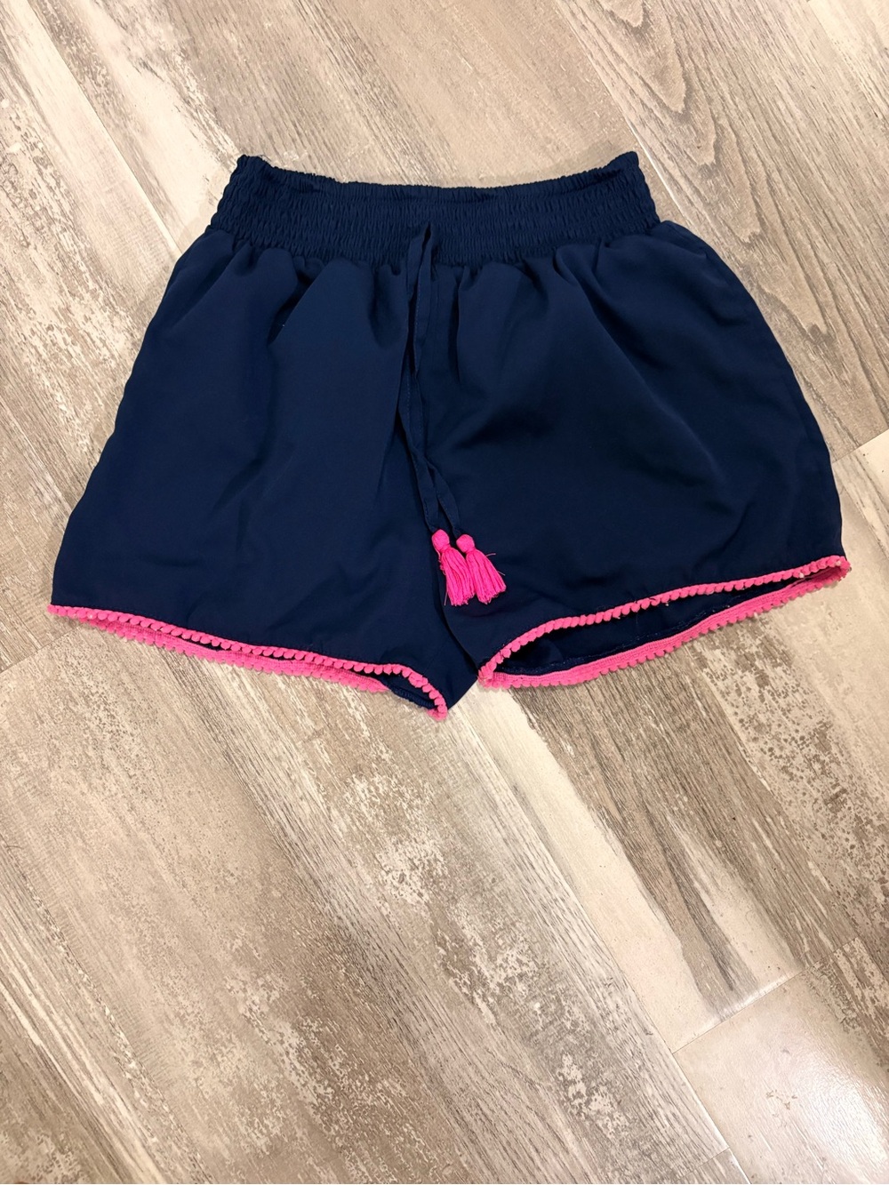 Girls Navy Shorts with Pink Trim